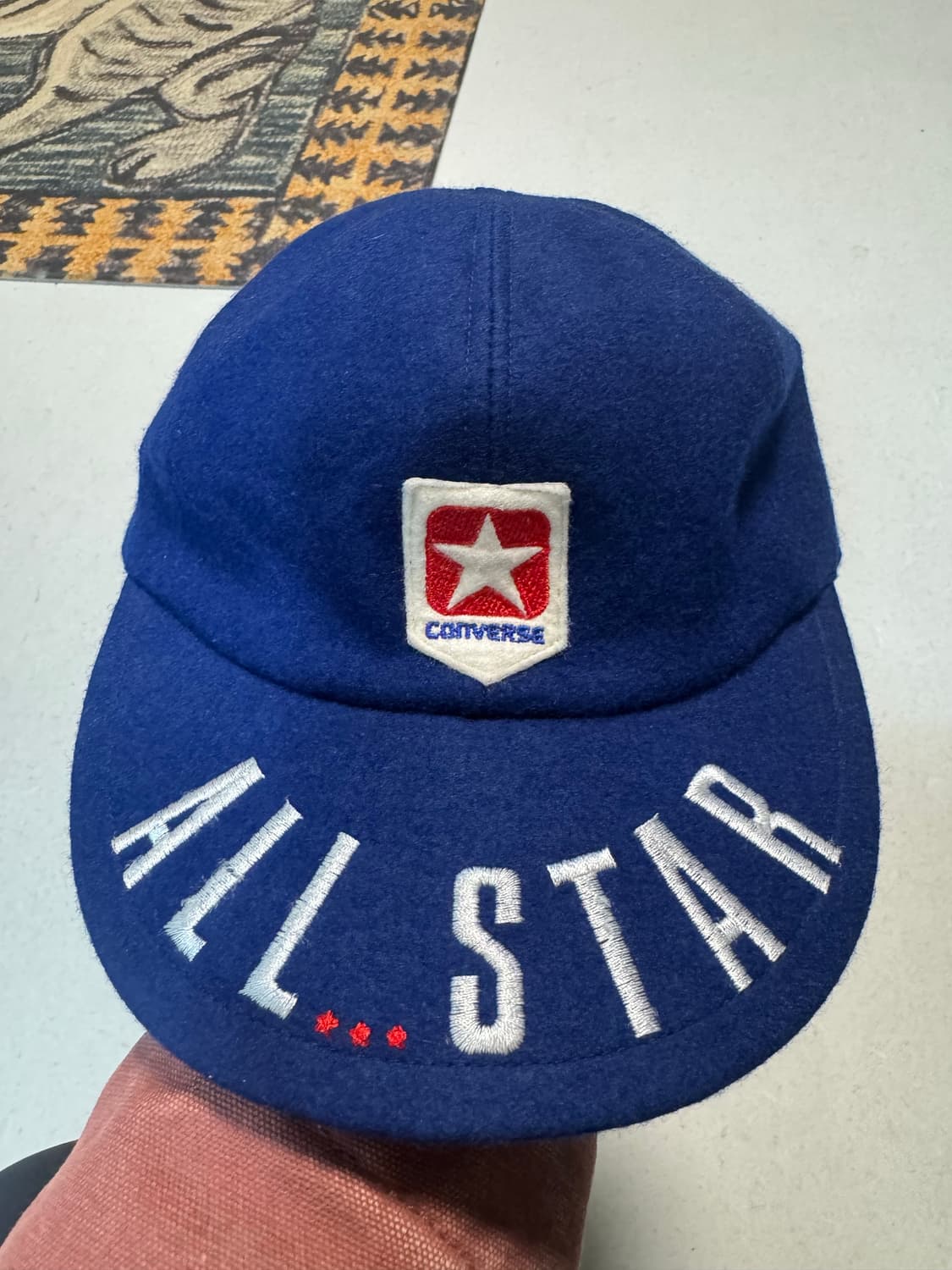 80~90s 컨버스 올스타 빈티지 울 볼캡 블루 모자 자수 로고 스냅백 상품이미지1