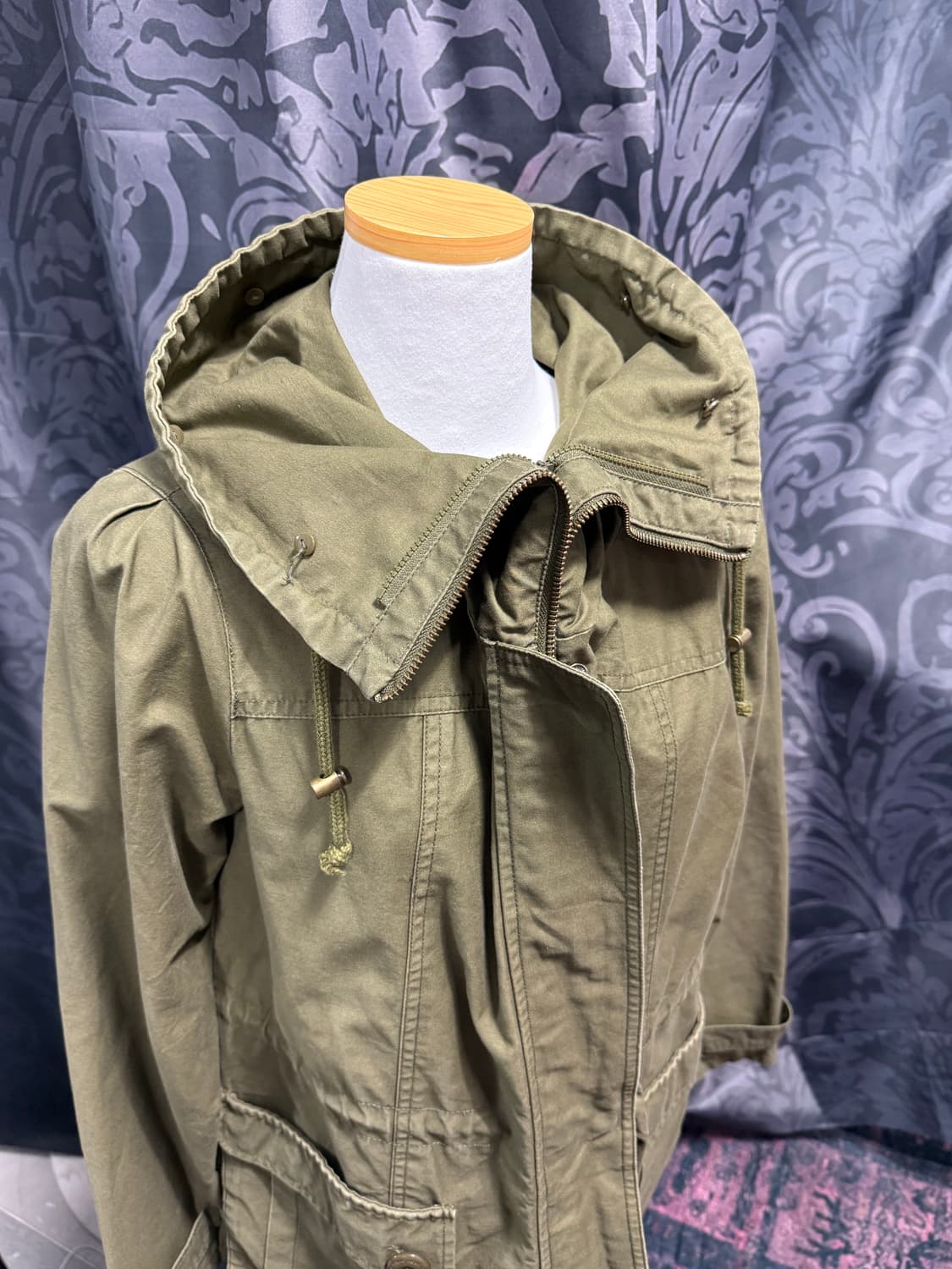 투지퍼 하이넥 카키 야상 상품이미지4