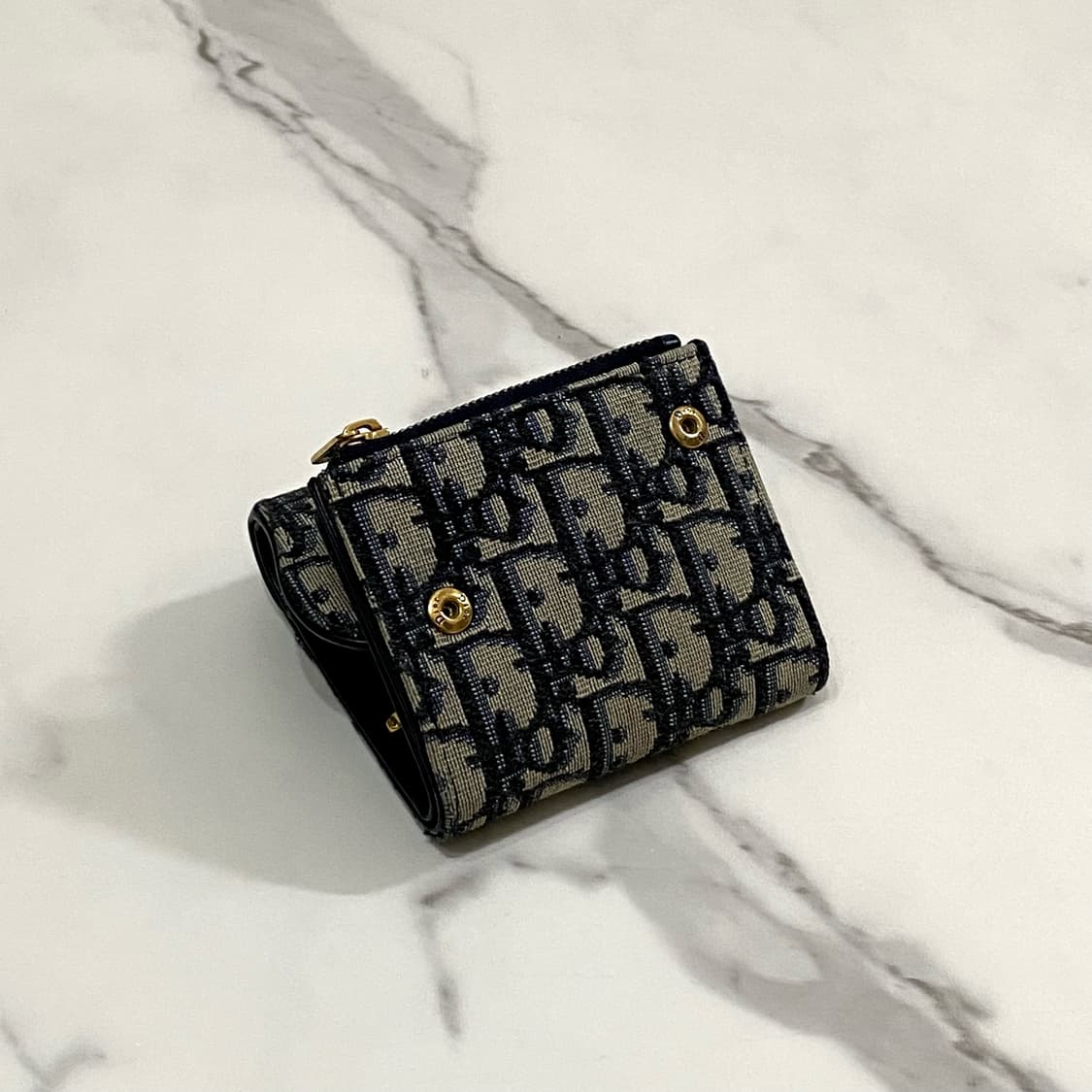 디올 새들 로터스 지갑 블루 디올 오블리크 자카드 여성 반지갑 상품이미지8