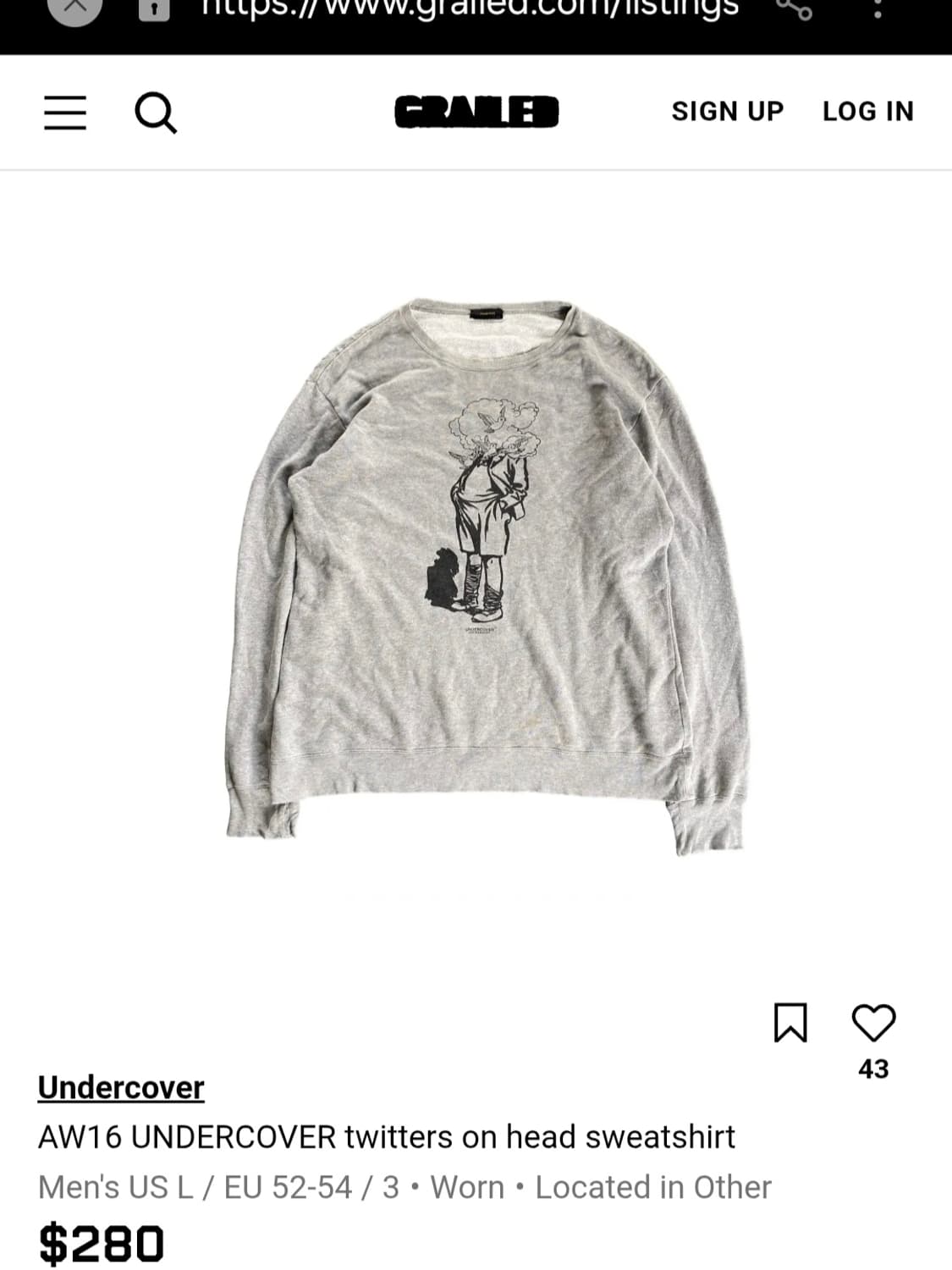 AW16 언더커버 스웻셔츠(맨투맨) 상품이미지8