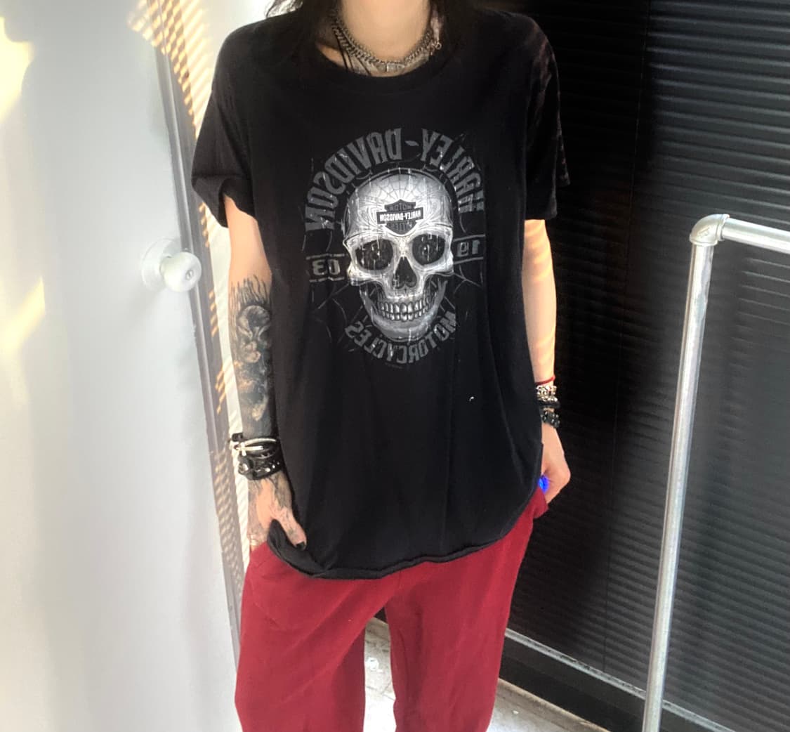 Harley Davidson skull 1/2 T shirts 상품이미지1