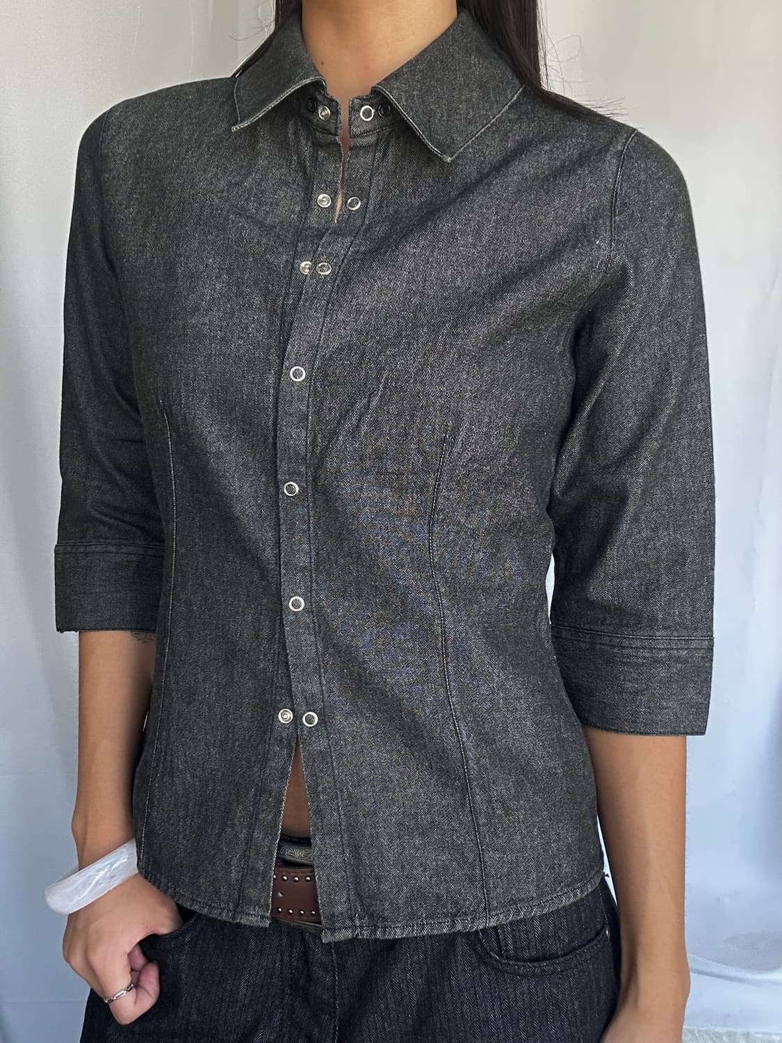 빈티지 7부 데님셔츠 상품이미지2