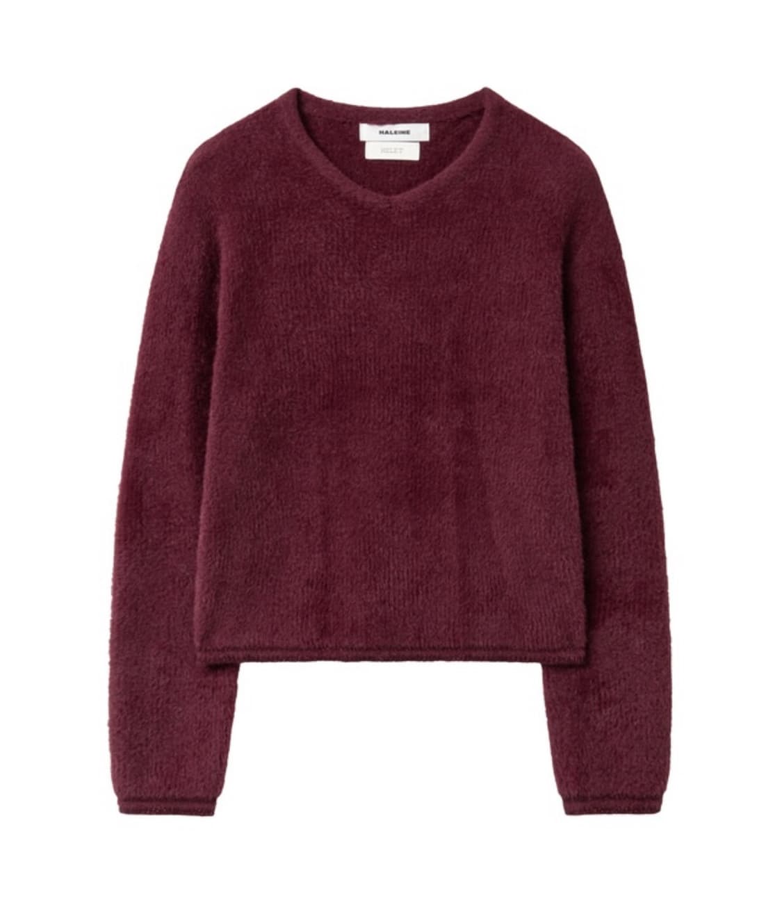 알렌느x헬렛 샤기 크롭 브이넥 니트 버건디 상품이미지3