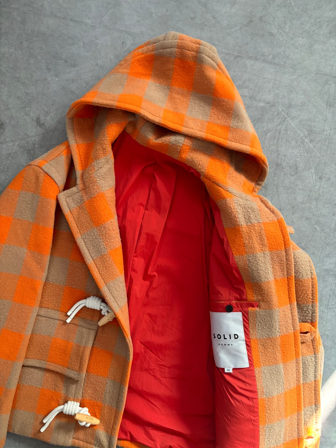 Solid Homme 솔리드 옴므 체크 숏 더플코트  상품이미지3