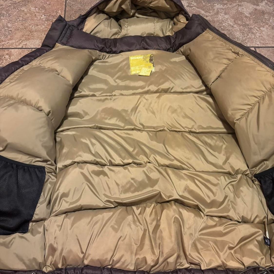 90s 스투시 후드 푸퍼 다운 자켓 브라운 상품이미지4