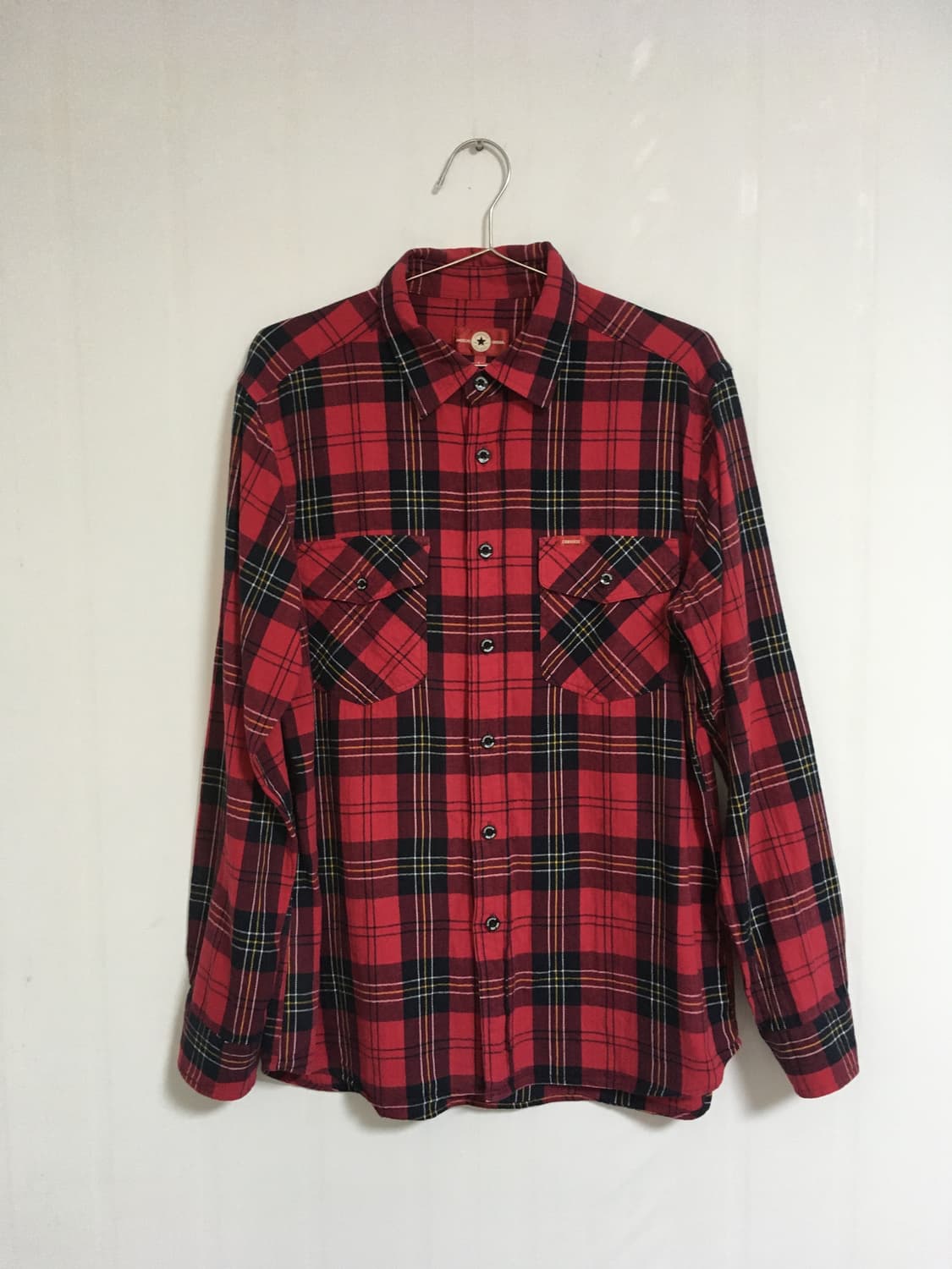 Converse Red Black Plaid Flannel Shirt 상품이미지1