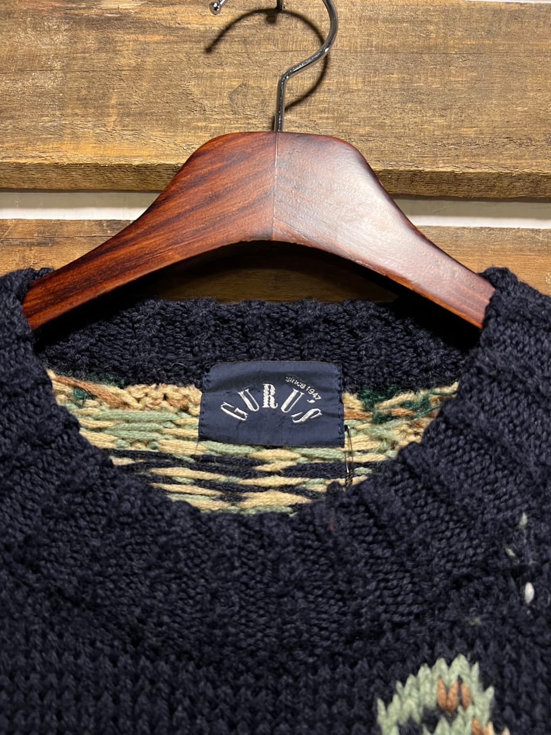 [M]90's JPN 빈티지 말라드덕 네이티브 패턴 울 니트 상품이미지2