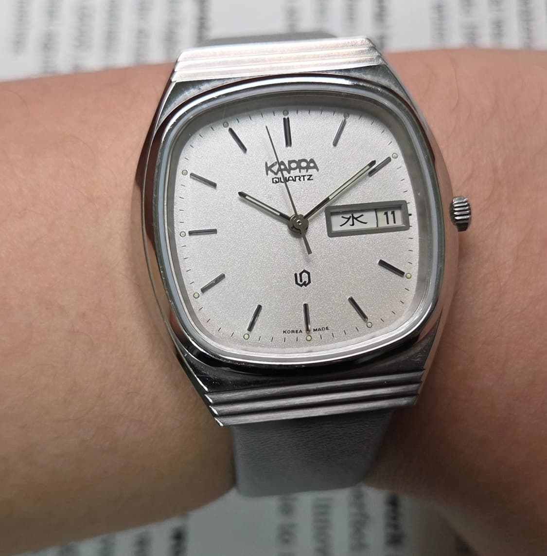 빈티지 카파(KAPPA) 순정 스파클 실버다이얼 한자 데이데이트 쿼츠  상품이미지9