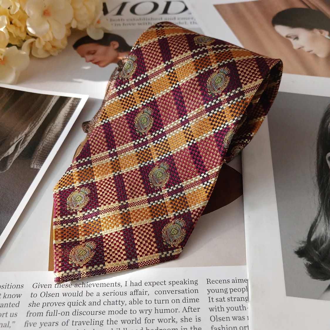 아쿠아스큐텀 실크 체크 크레스트 넥타이 9.5cm A+등급 A19290
 상품이미지4