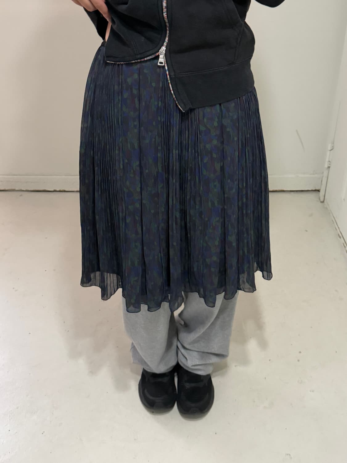 일본빈티지 블루그린 플리츠 스컽 상품이미지1