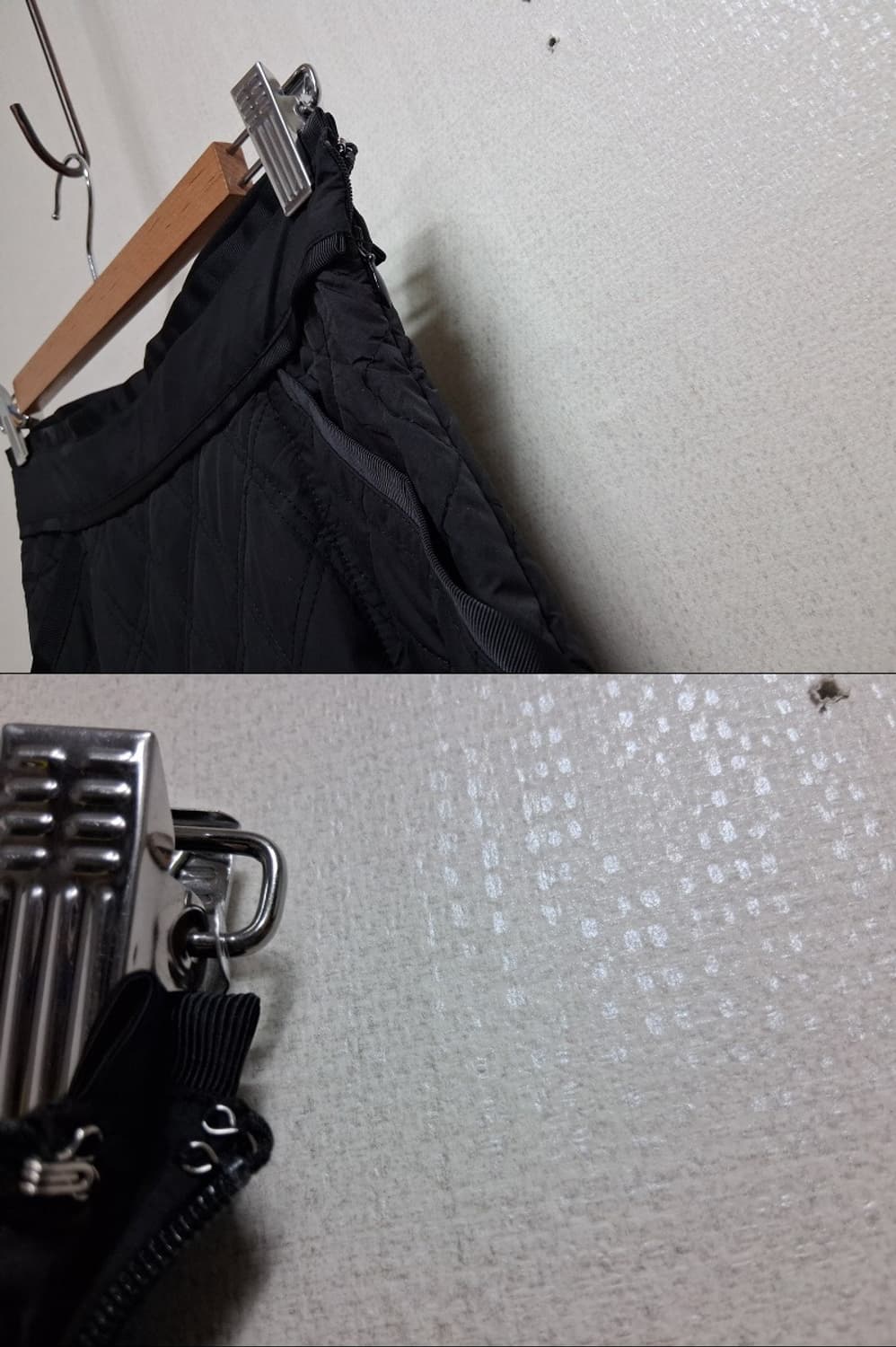 일본구제 Andemiu검정퀼팅 패딩 롱프레어스커트 25인치 또는 25반 상품이미지4