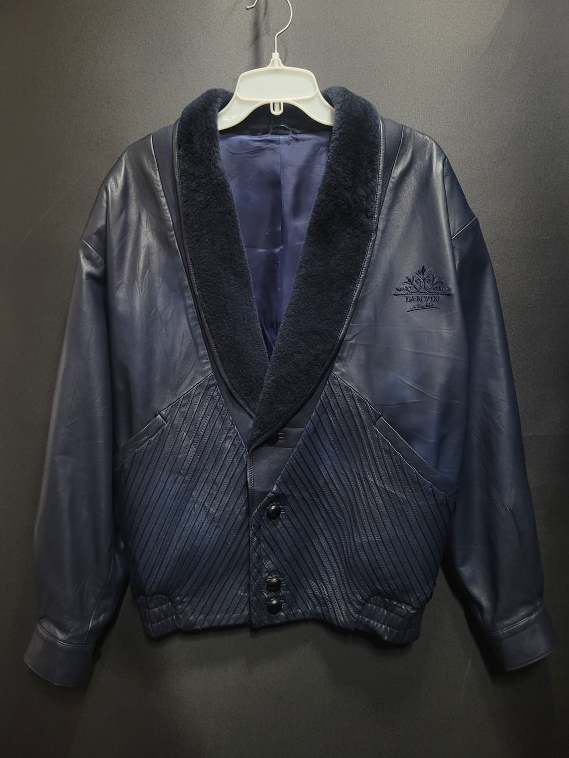 LANVIN STUDIO 80s 아카이브 빈티지 숄카라 블루종 레더 자켓 상품이미지8