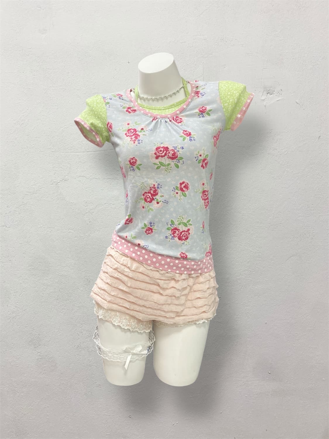 Floral Dot Hawaii halter neck T-Shirt  상품이미지1