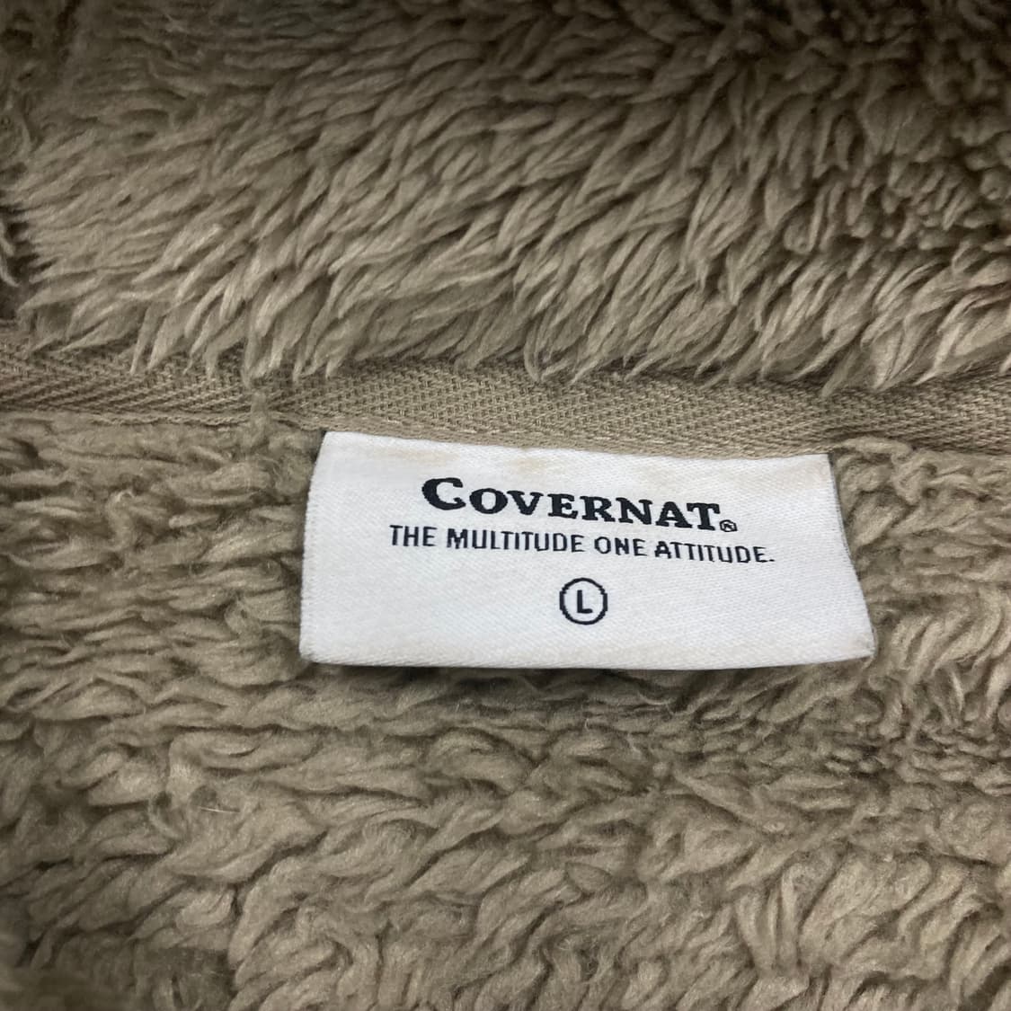 커버낫 베이지 컬러 스멀 로고 보아 후드집업 상품이미지3