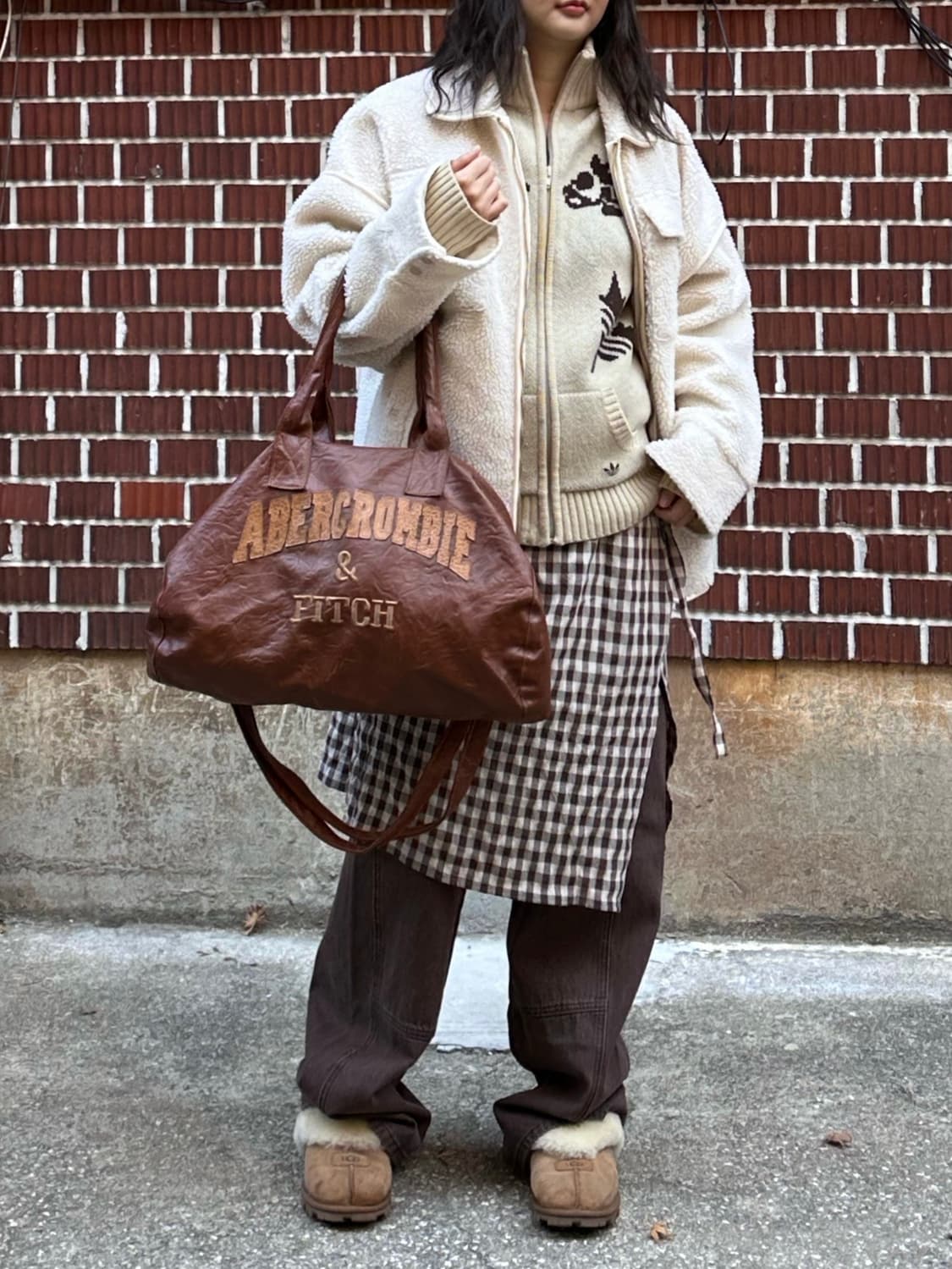 아디다스 뽀글이 아디다스 코위찬 체크 스커트 비슬로우 팬츠 코디세트 상품이미지2