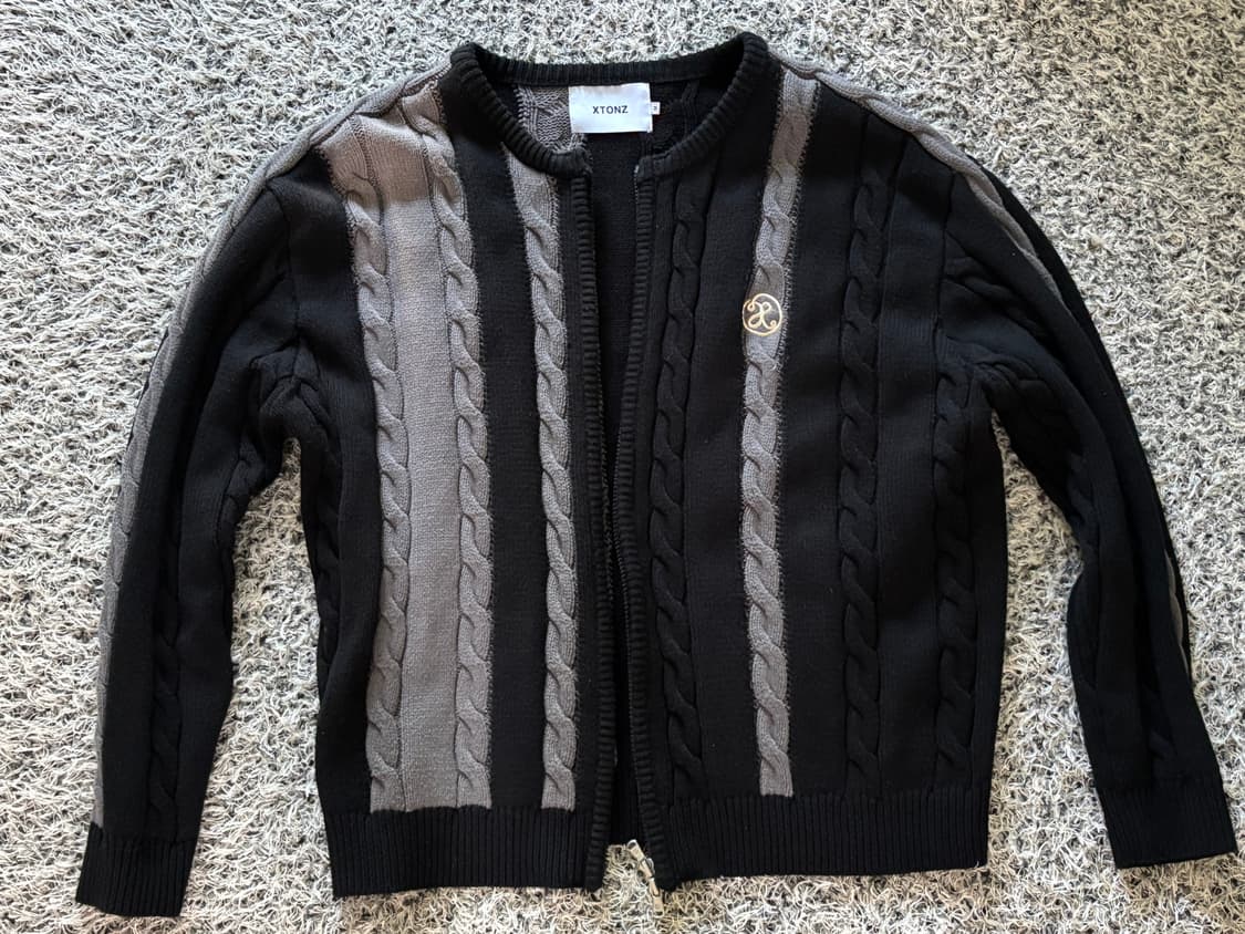 엑스톤즈 멀티 컬러 케이블 니트집업 상품이미지3