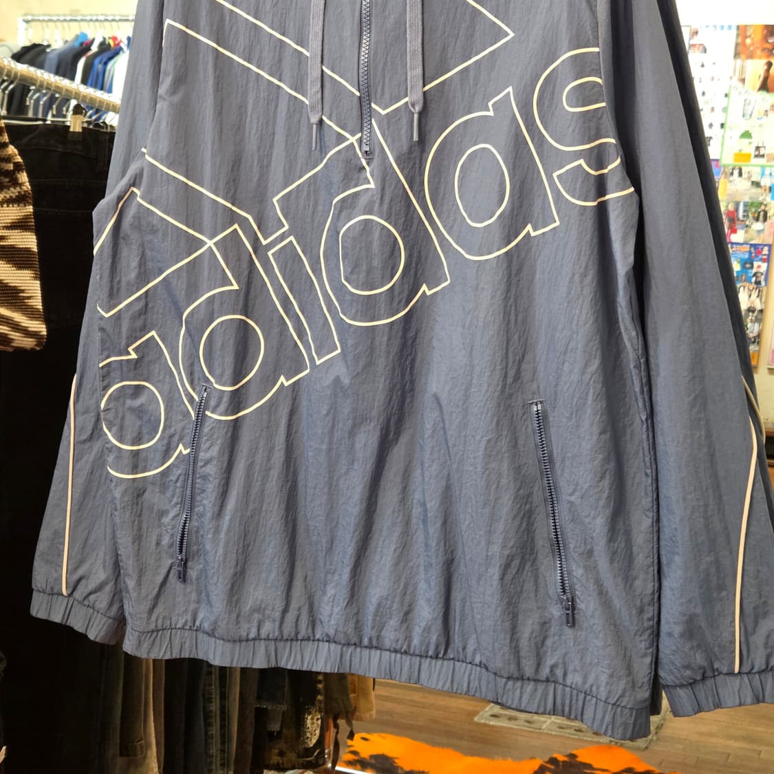 아디다스 블루 아노락 바람막이 후드 상품이미지4