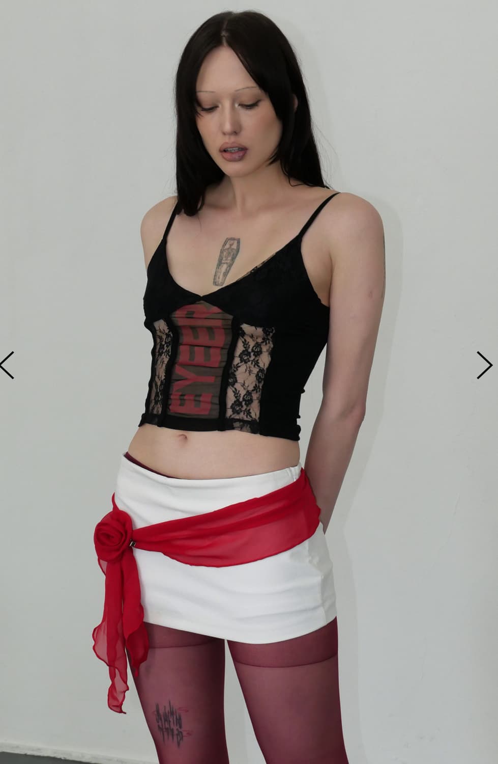 Eyeer Cami Lace String Top - Black 슬리브 상품이미지2