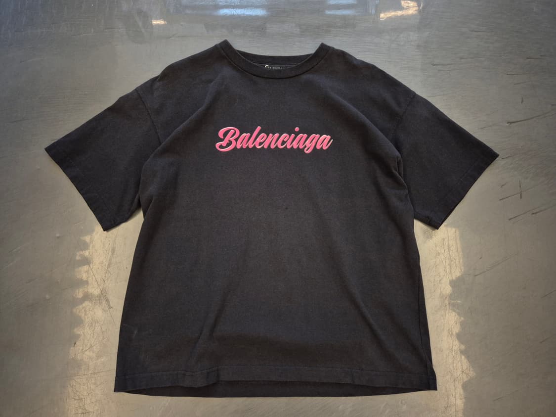 19ss BALENCIAGA 글로시 핑크 로고 티셔츠 상품이미지1