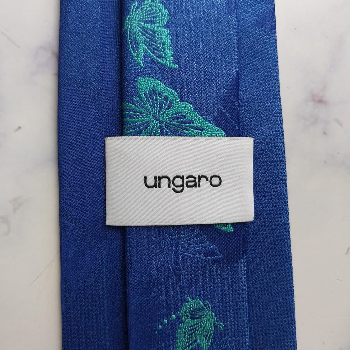 웅가로 실크 블루 나비 자카드 넥타이 8.2cm A+등급 K2450 상품이미지9