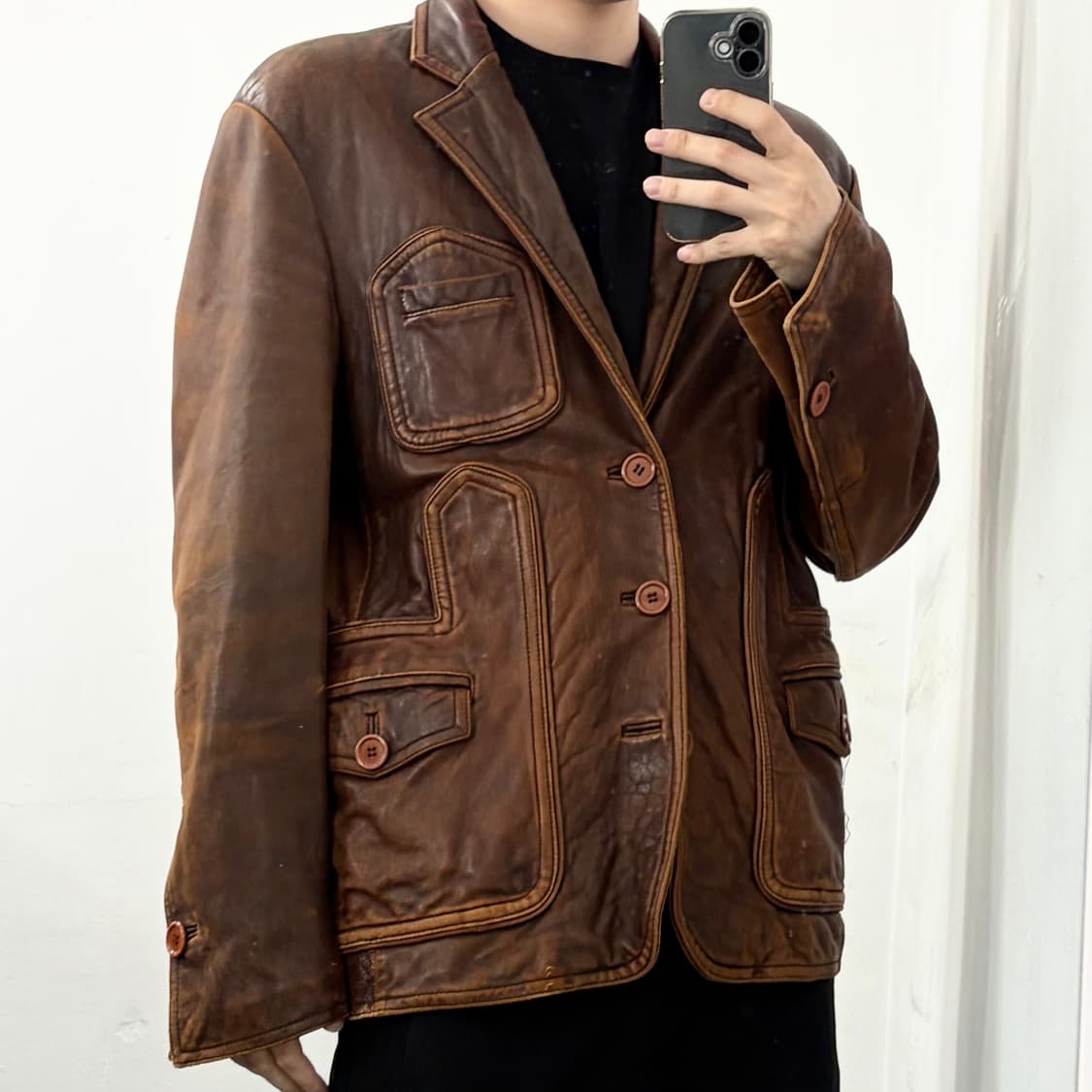 양가죽 테크니컬 블레이저 자켓 상품이미지2