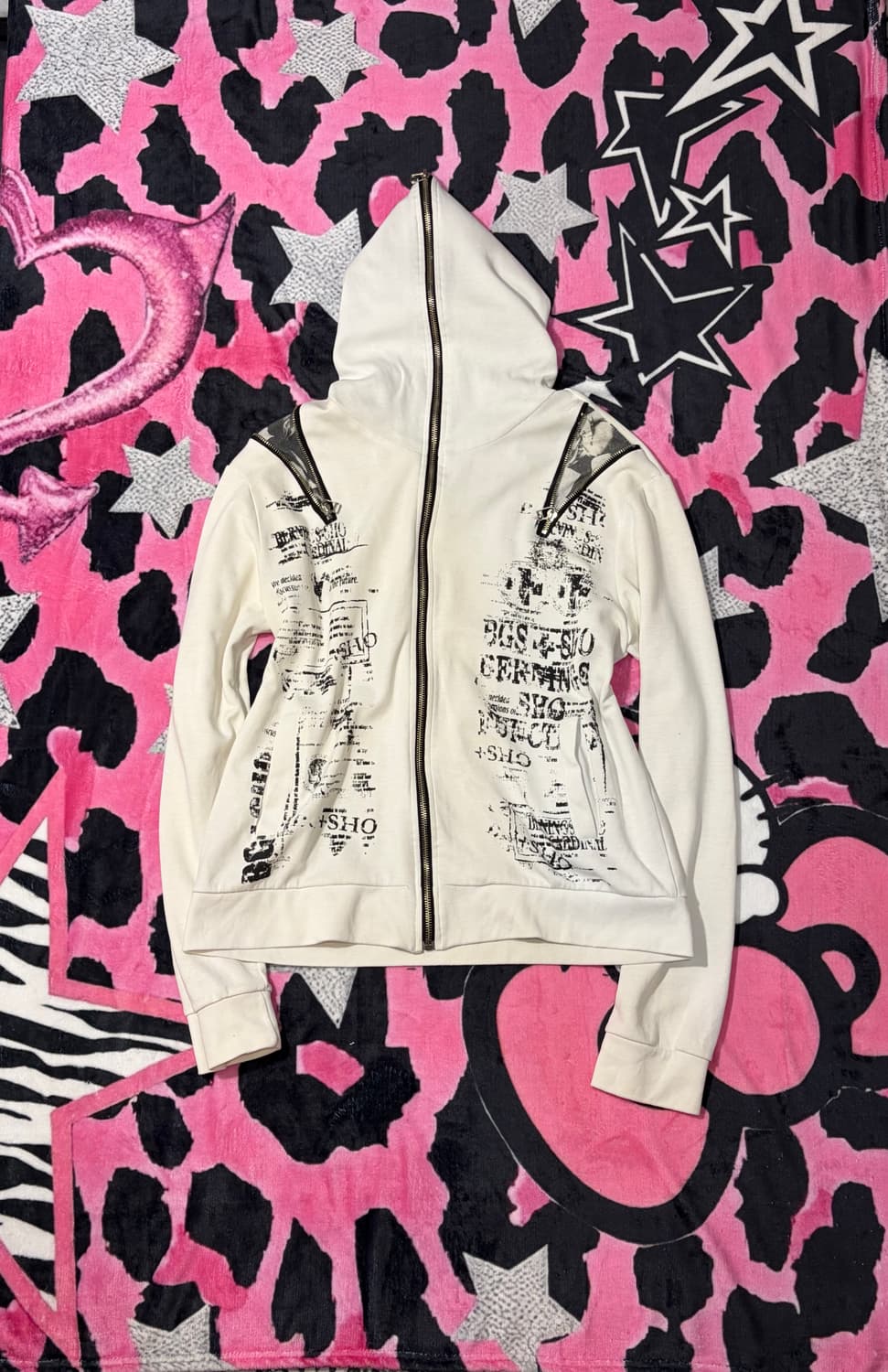 Y2K lettering zipper detail hoodie-zip 상품이미지2