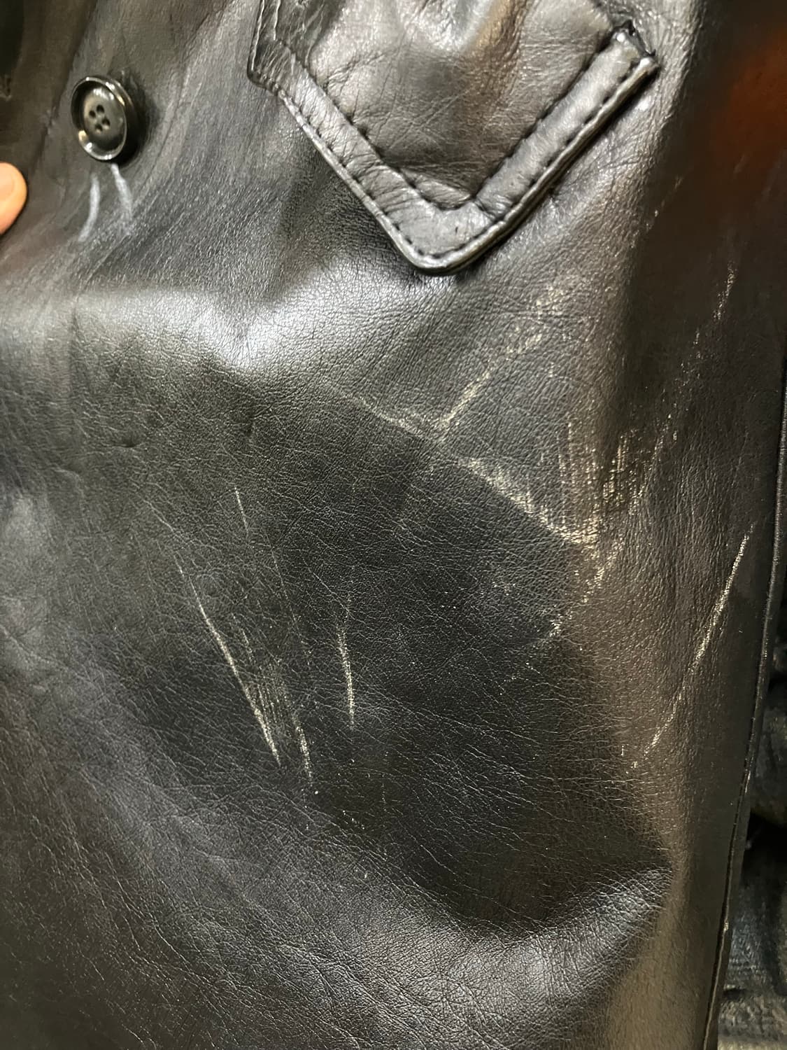 VTG 빈티지 블랙 레더 트렌치 코트 L 상품이미지5