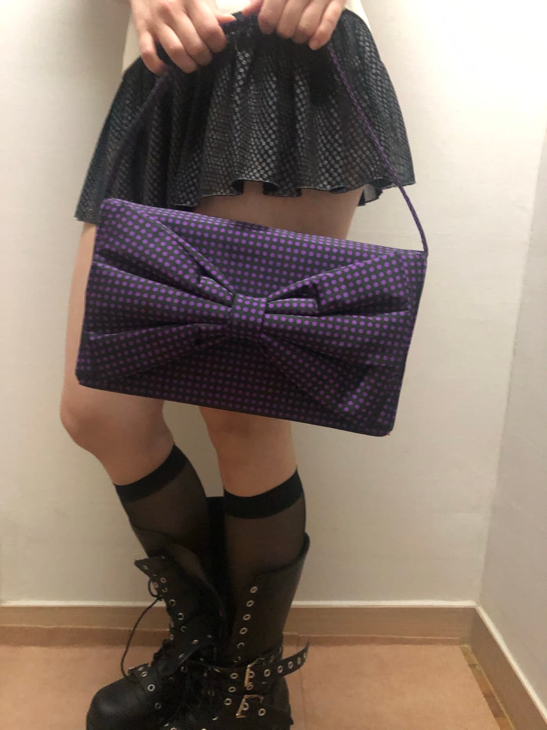 빈티지 퍼플 도트 미니 백 상품이미지8