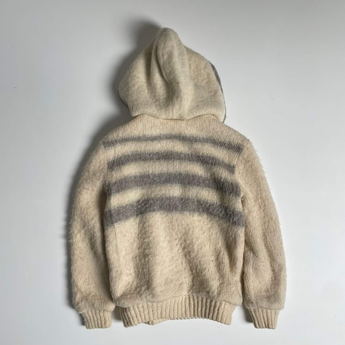 Ice scan  화이트 스트라이프 울 100 후드 집업 상품이미지5