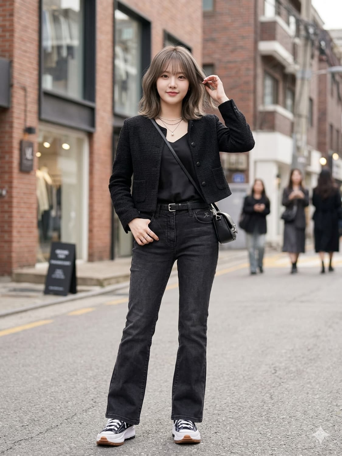 칼라거펠트 파리스 퀼팅 자수 블랙 데님 팬츠 상품이미지1