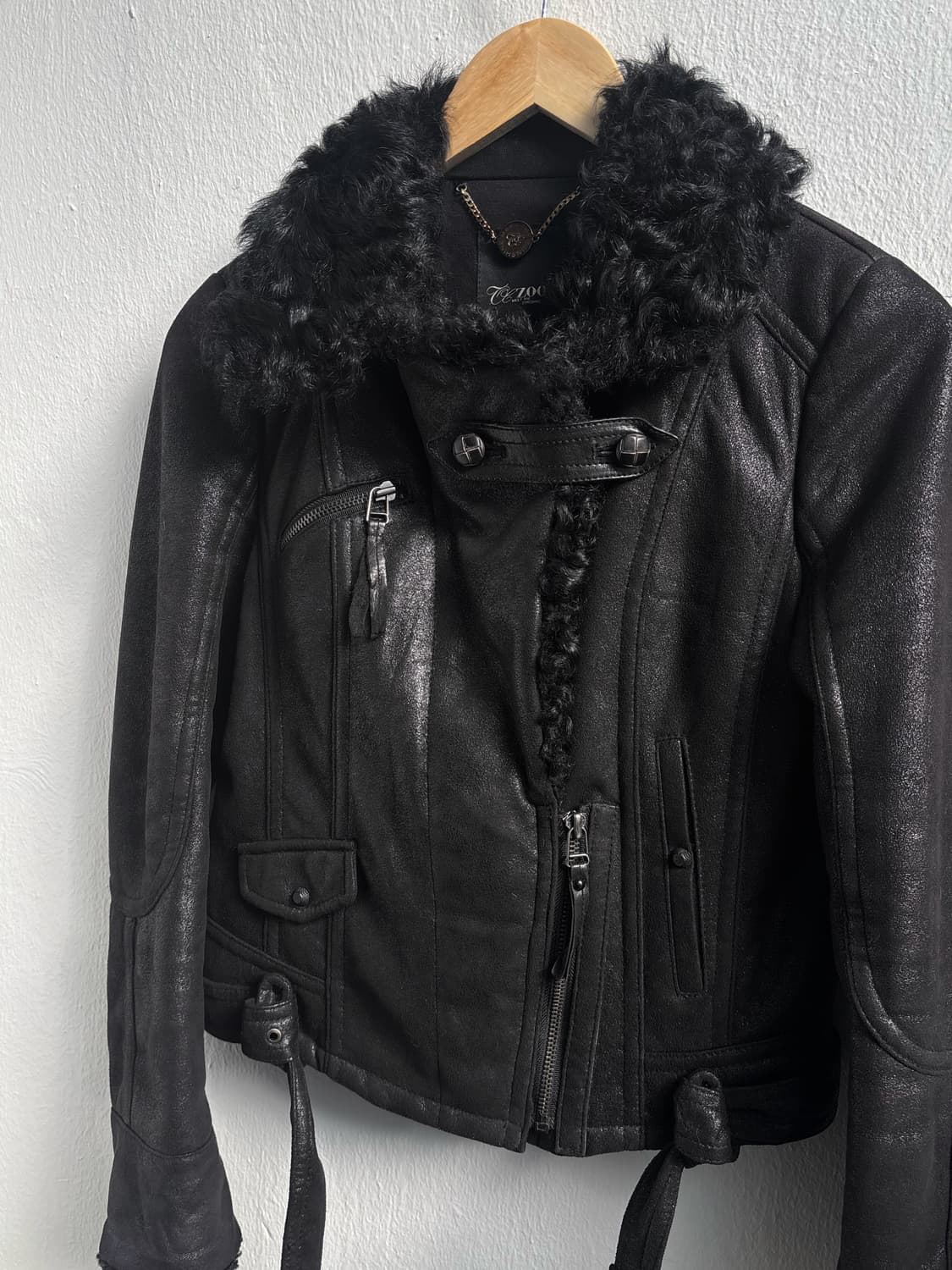 Vintage Zooc Fur Trim Leather Jacket 상품이미지2