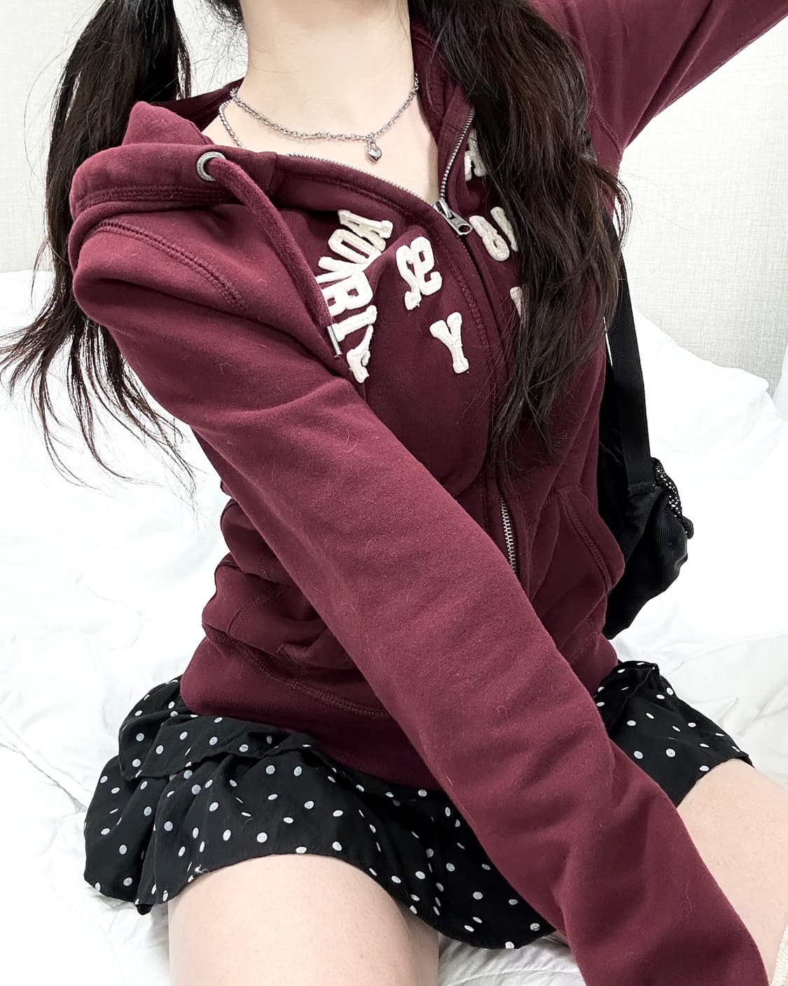 아베크롬비 빅로고 버건디 후드집업 상품이미지2