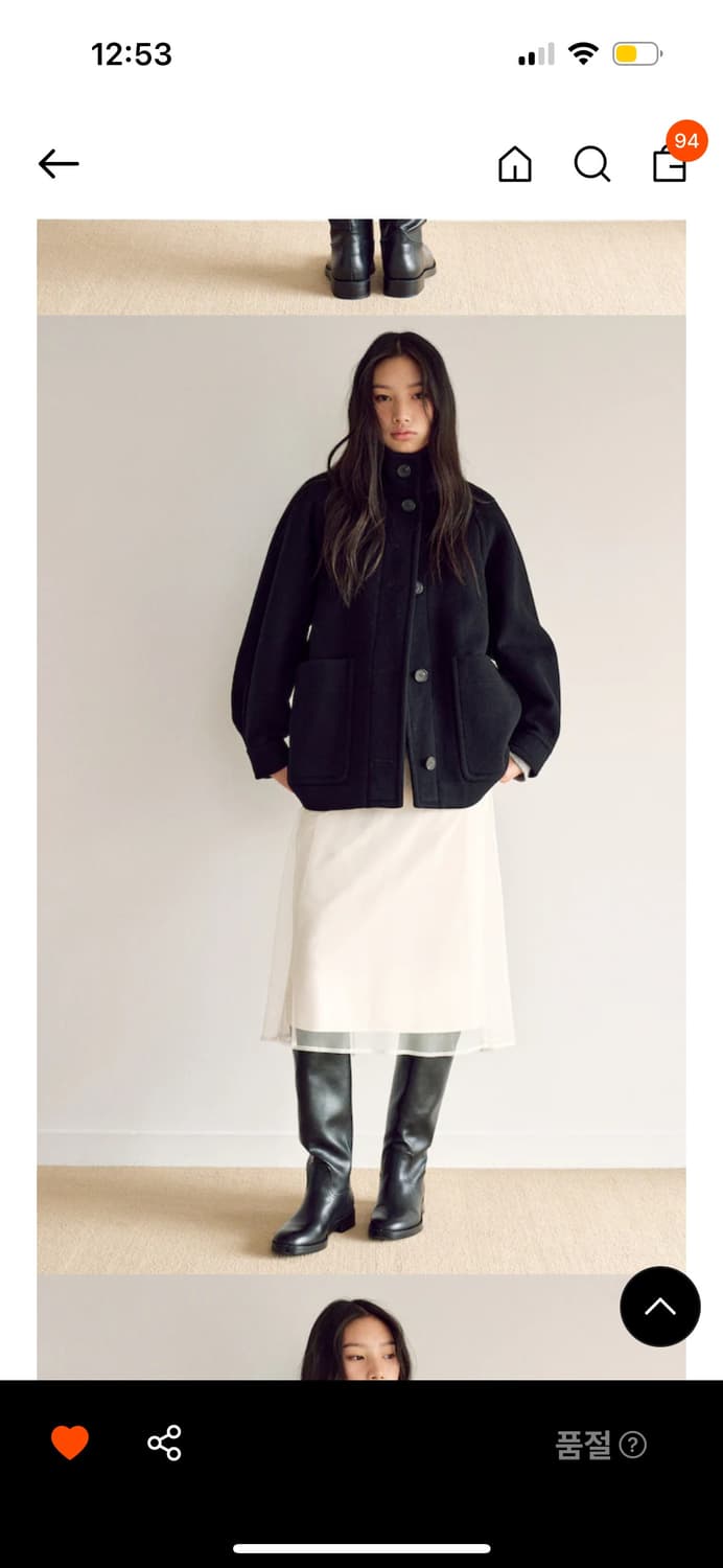 구호플러스 하이넥 코트 블랙 상품이미지1