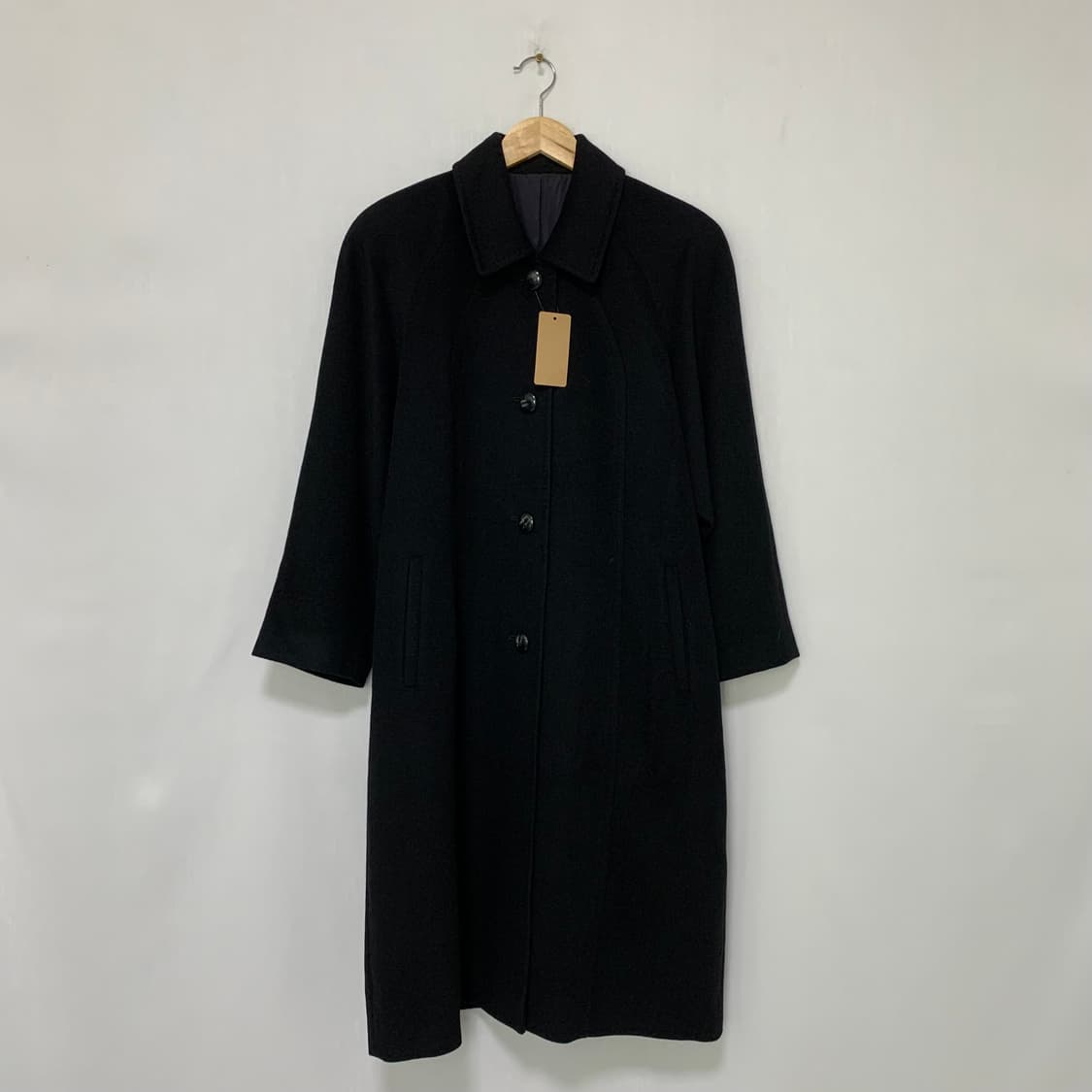 jpn 일본 빈티지 블랙 버튼 롱코트 캐시미어 100% 상품이미지1