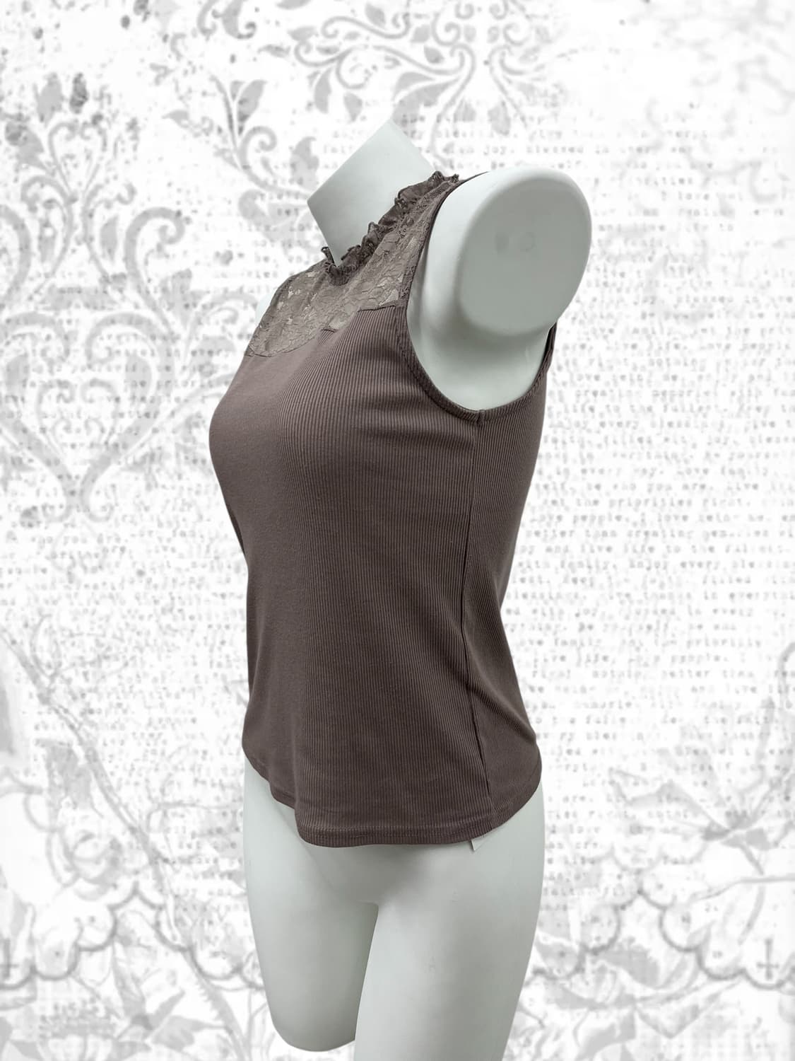 flower frill lace turtle neck sleeveless 상품이미지3
