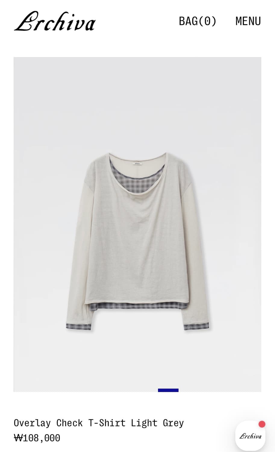 erchiva 오버레이 체크 티셔츠 -라이트 그레이 상품이미지1