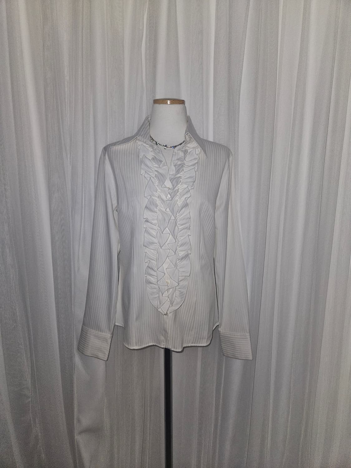 cosa de ver 로걀 히메 화이트 스트라이프 레이스 셔츠 상품이미지1