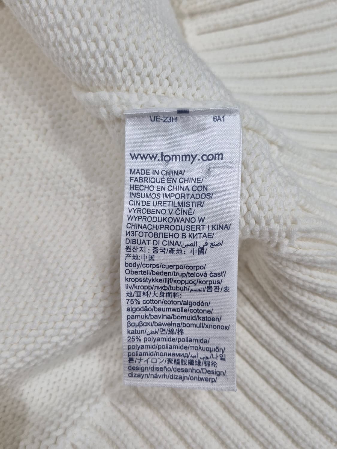 타미힐피거 니트 플래그 빅로고 포인트  울 스웨터 아이보리 남성 100 상품이미지5