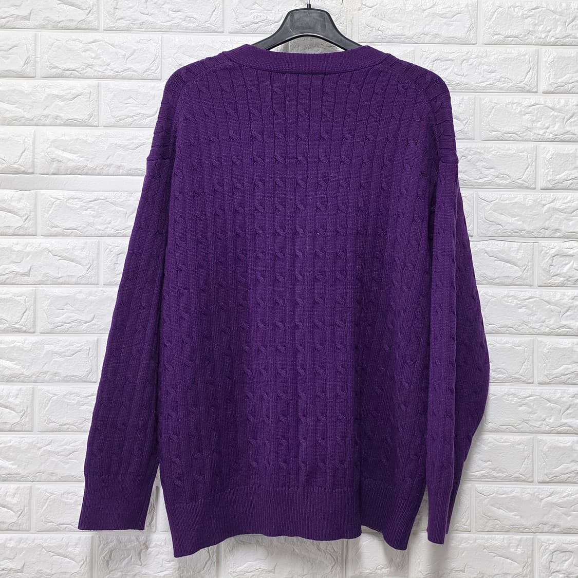제너럴아이디어 퍼플 꽈배기 니트 가디건 L 상품이미지4