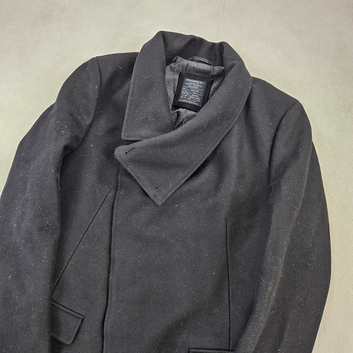 [36] 올세인츠 사선 하이넥 블랙 코트 0116Y1 상품이미지2