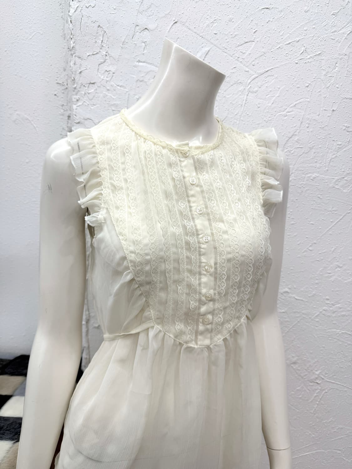 빈티지 Wonder Rocket 레이스 프릴 시스루 슬리브리스 상품이미지2