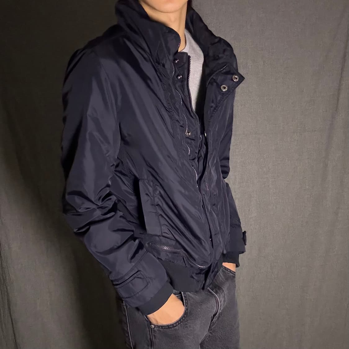 y2k 지퍼 디테일 자켓 네이비 상품이미지5