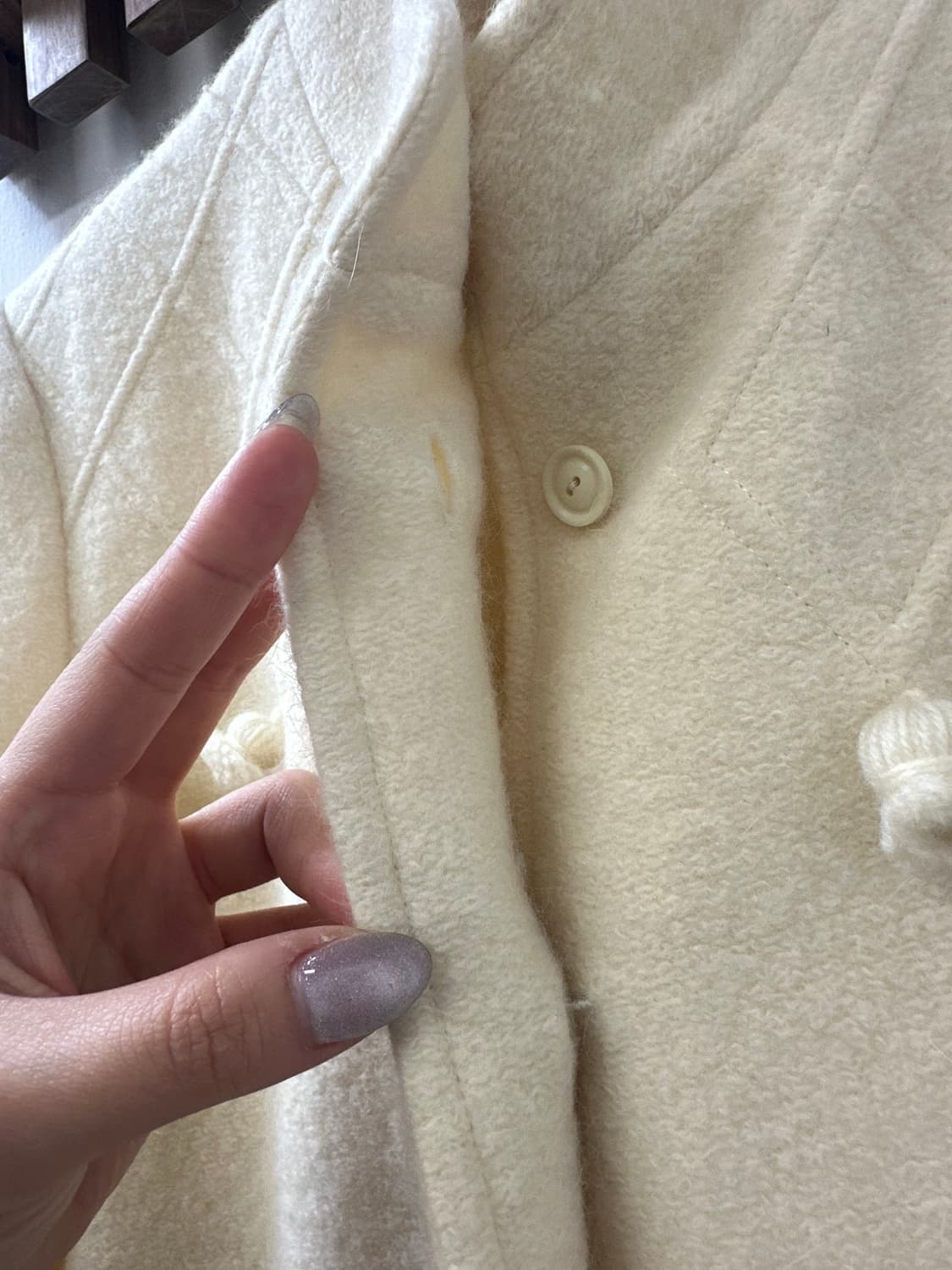 일본빈티지 폼폼 방울 포인트 울 아이보리 코트 상품이미지9