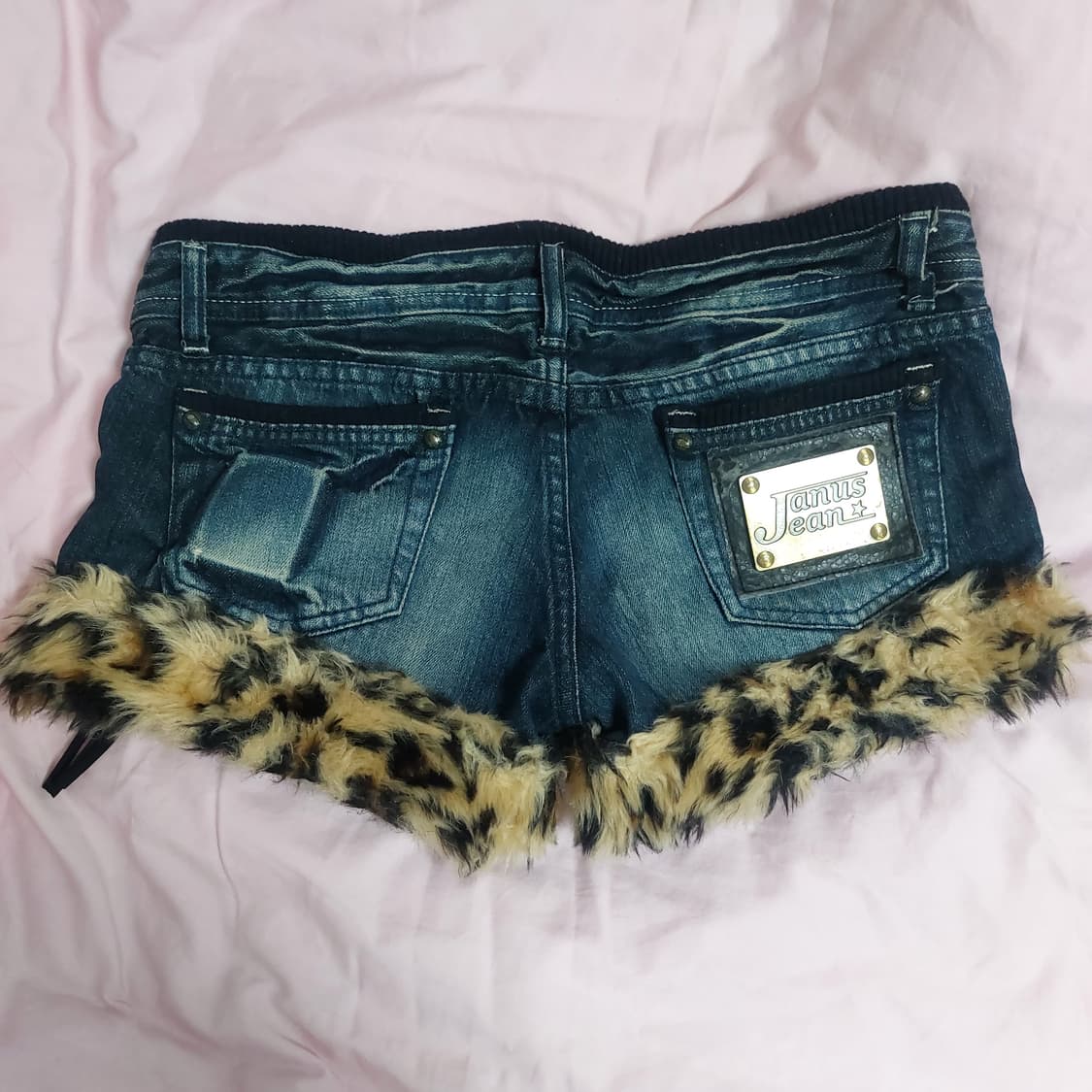 호피 레오파드 태슬 지퍼 데님 퍼 반바지 갸루 펑크  숏팬츠 상품이미지2