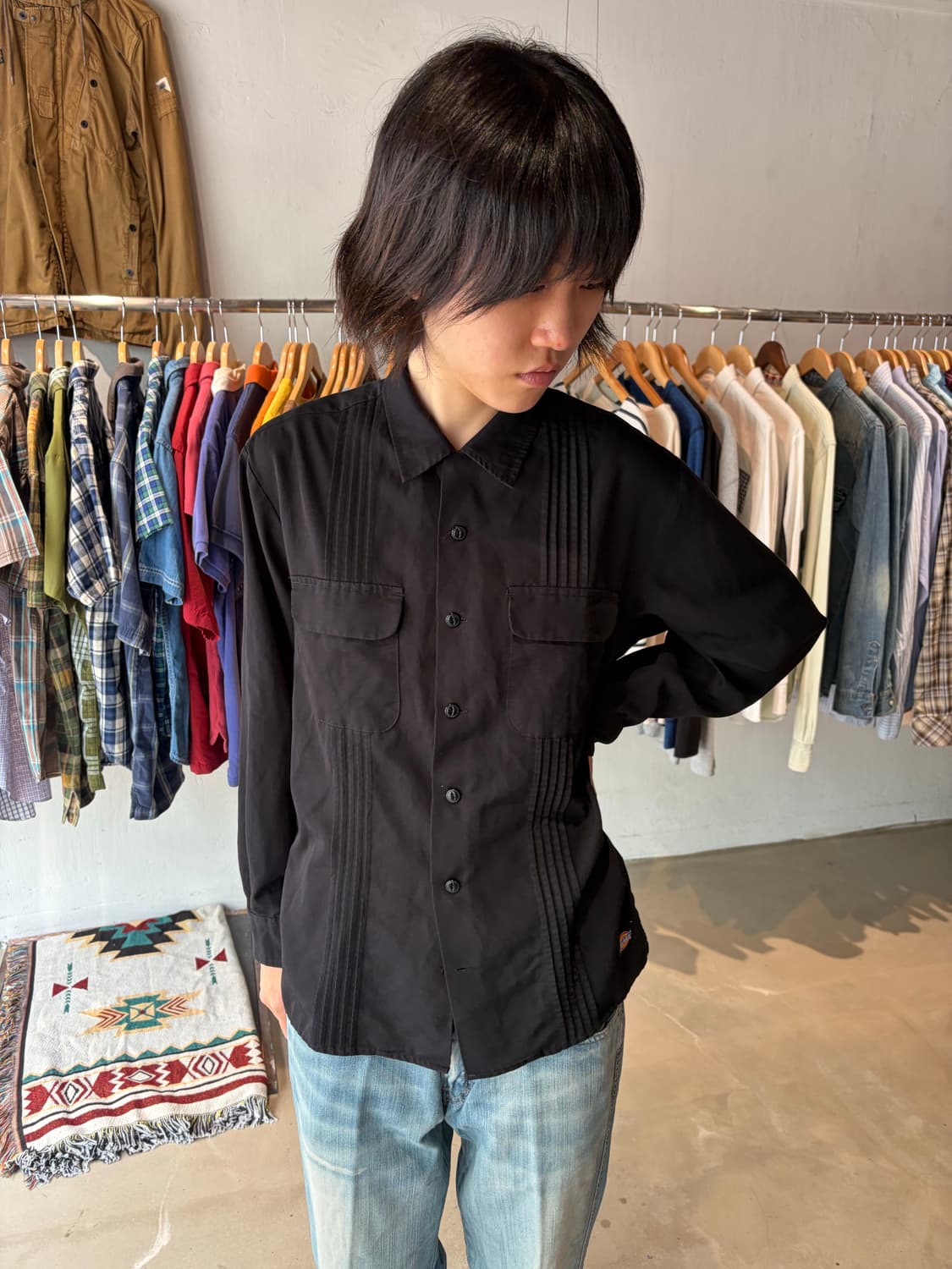 Dickies 핀턱 쿠바 셔츠 S 상품이미지1