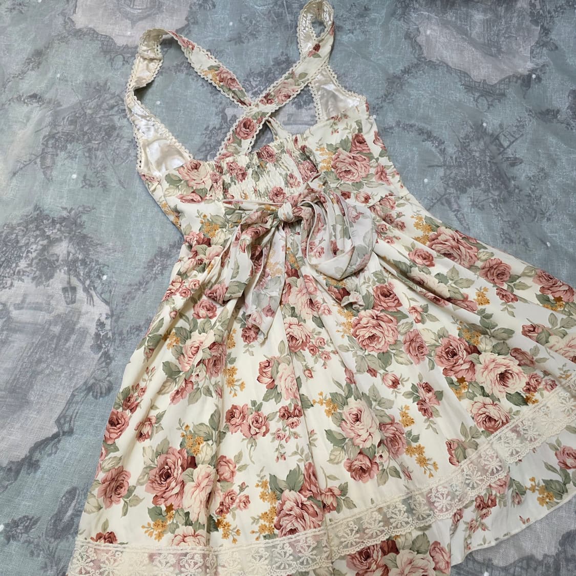 빈티지 리즈리사 히메카지 플로럴 원피스 멜빵 서스펜더 히메갸루 상품이미지4