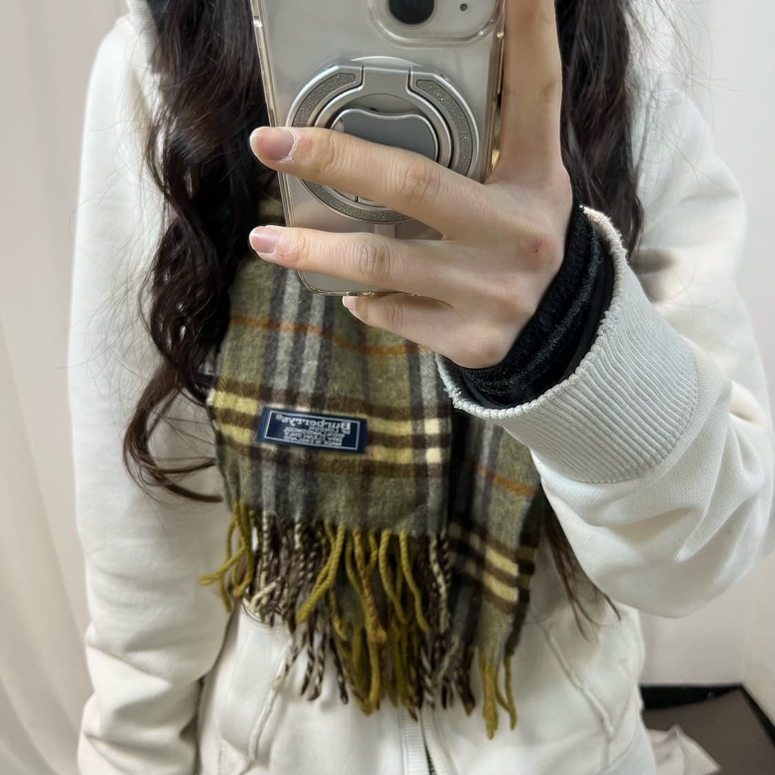 Burberry Khaki Lambswool Muffler 상품이미지3