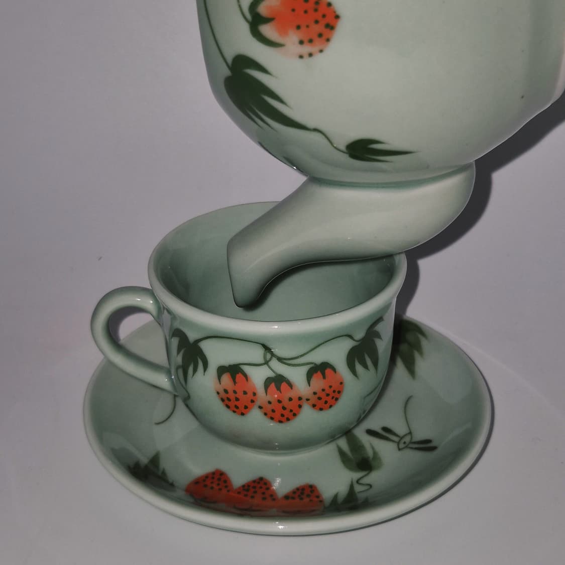 80s 아리타 수묵화 딸기 옥 청자 티타임 1세트 상품이미지10