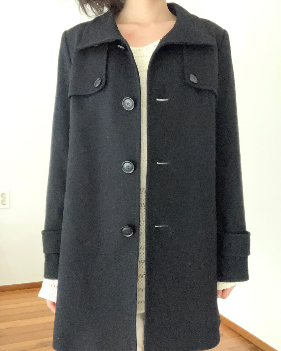 하이넥 블랙 코트 상품이미지8