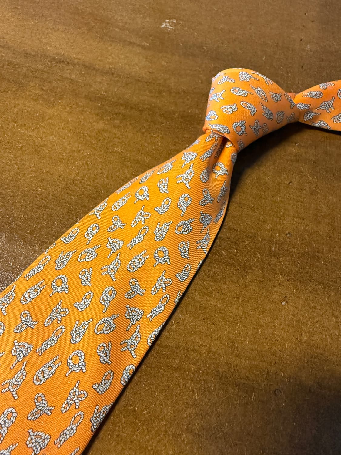 에르메스 HERMES 로프 모티브 실크 넥타이 오렌지 상품이미지2